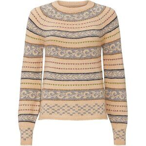 Sweet Baby Jamie Sweater Size Small Novelty‎ Stripe Wool Blend Cream